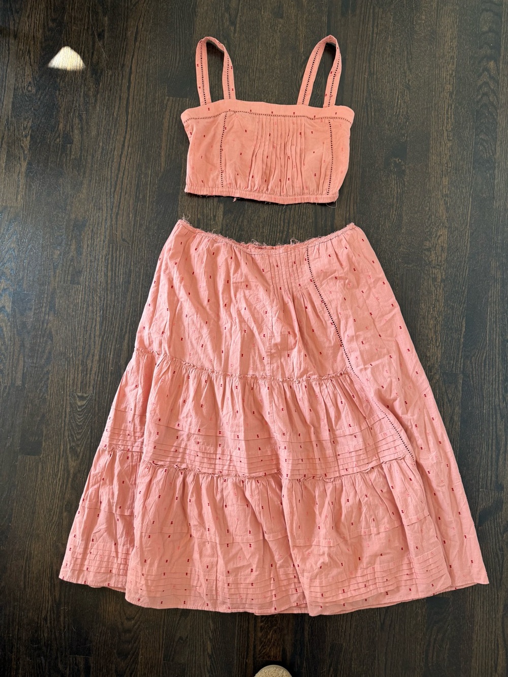 Roller Rabbit Two Piece Set with Peach Coral Eyelet Fabric